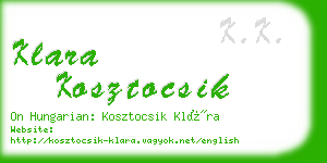 klara kosztocsik business card